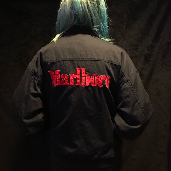 SOLD Vintage 90’s Reversible Marlboro Bomber Jacket Size Medium - Picture 1 of 10
